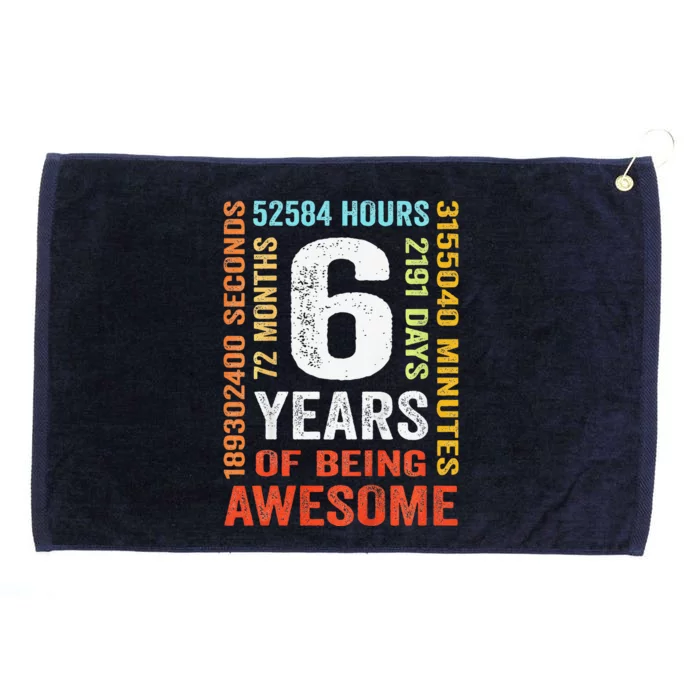 6th Birthday 6 Years Old Vintage Retro 72 Months Grommeted Golf Towel