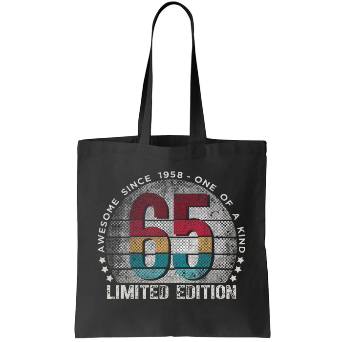 65th Birthday 65 Year Old Gifts Vintage 1958 Limited Edition Tote Bag