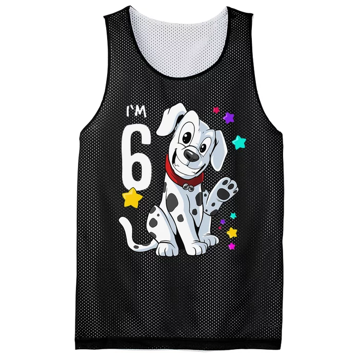 6th Birthday 6 Year Old Dalmatian Mesh Reversible Basketball Jersey Tank