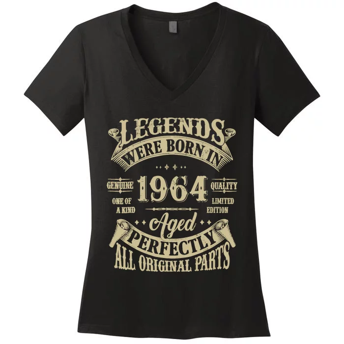 60th Birthday 60 Years Old Vintage Legends Born In 1964 Women's V-Neck T-Shirt