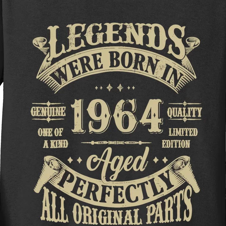 60th Birthday 60 Years Old Vintage Legends Born In 1964 Kids Long Sleeve Shirt