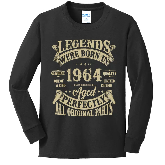 60th Birthday 60 Years Old Vintage Legends Born In 1964 Kids Long Sleeve Shirt