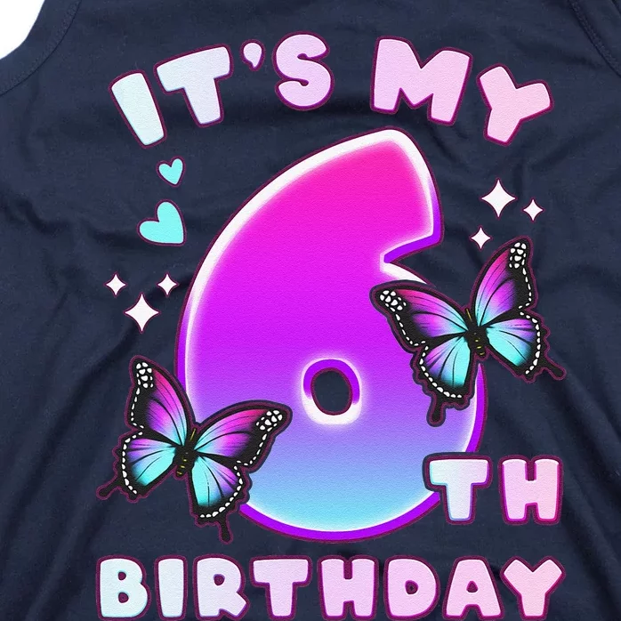 6th Birthday, 6 Years, Butterflies And Number 6 Tank Top