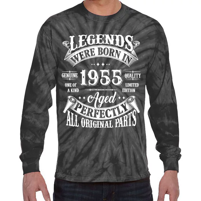 69th Birthday 69 Years Old Vintage Legends Born In 1955 Tie-Dye Long Sleeve Shirt