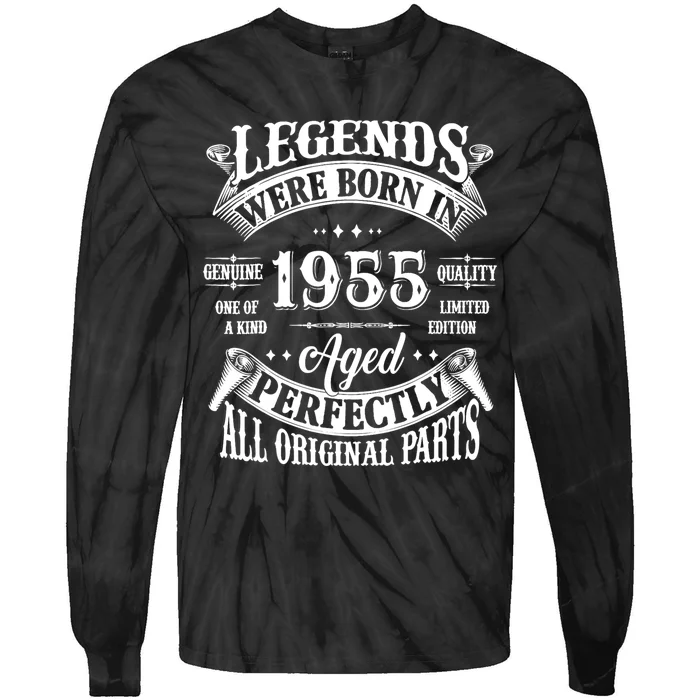 69th Birthday 69 Years Old Vintage Legends Born In 1955 Tie-Dye Long Sleeve Shirt