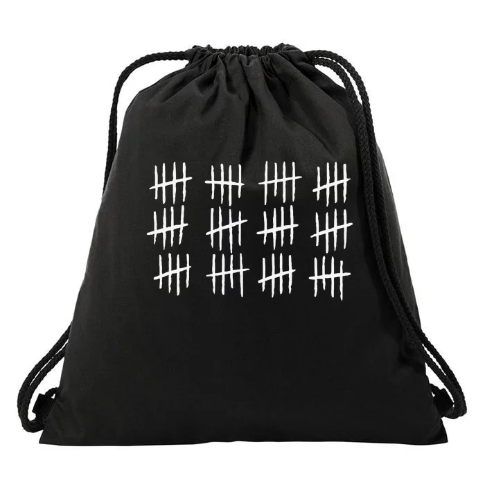 60th Birthday Anniversary 60 Tally Marks Drawstring Bag