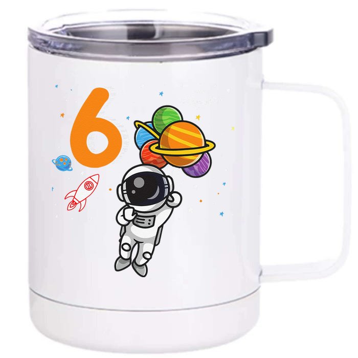 6th Birthday Astronaut 6 Year Old Birthday Cute Front & Back 12oz Stainless Steel Tumbler Cup