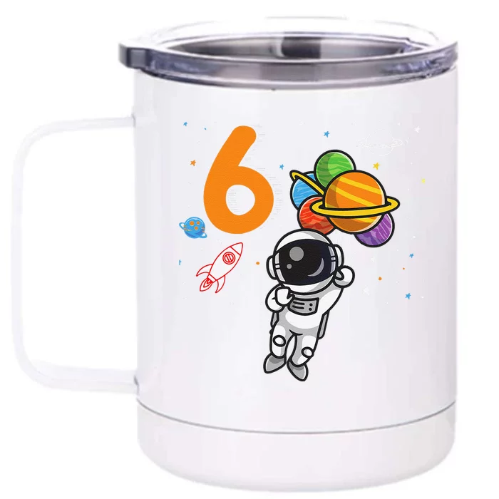 6th Birthday Astronaut 6 Year Old Birthday Cute Front & Back 12oz Stainless Steel Tumbler Cup