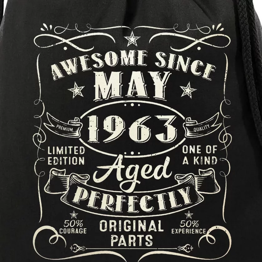 60th Birthday Awesome Since May 1963 60 Years Old Gift Drawstring Bag