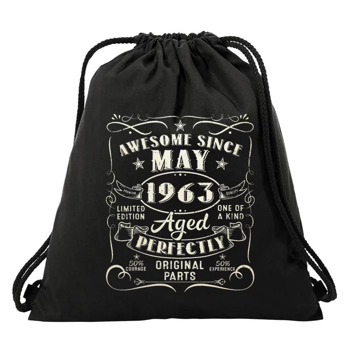 60th Birthday Awesome Since May 1963 60 Years Old Gift Drawstring Bag