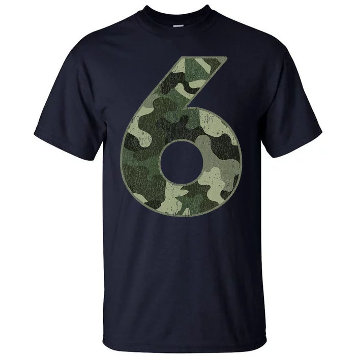 6th Birthday Army Birthday Party 6 Years Old Camo Number 6 Tall T-Shirt