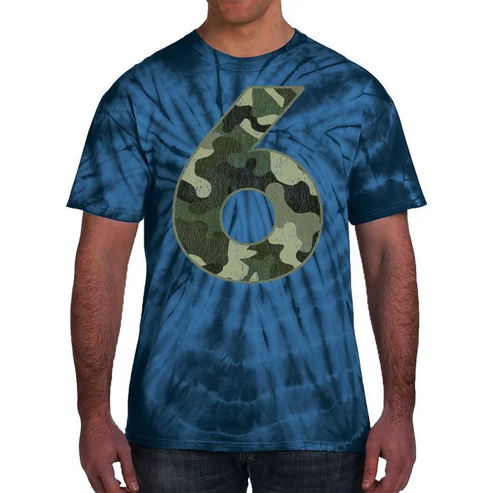 6th Birthday Army Birthday Party 6 Years Old Camo Number 6 Tie-Dye T-Shirt