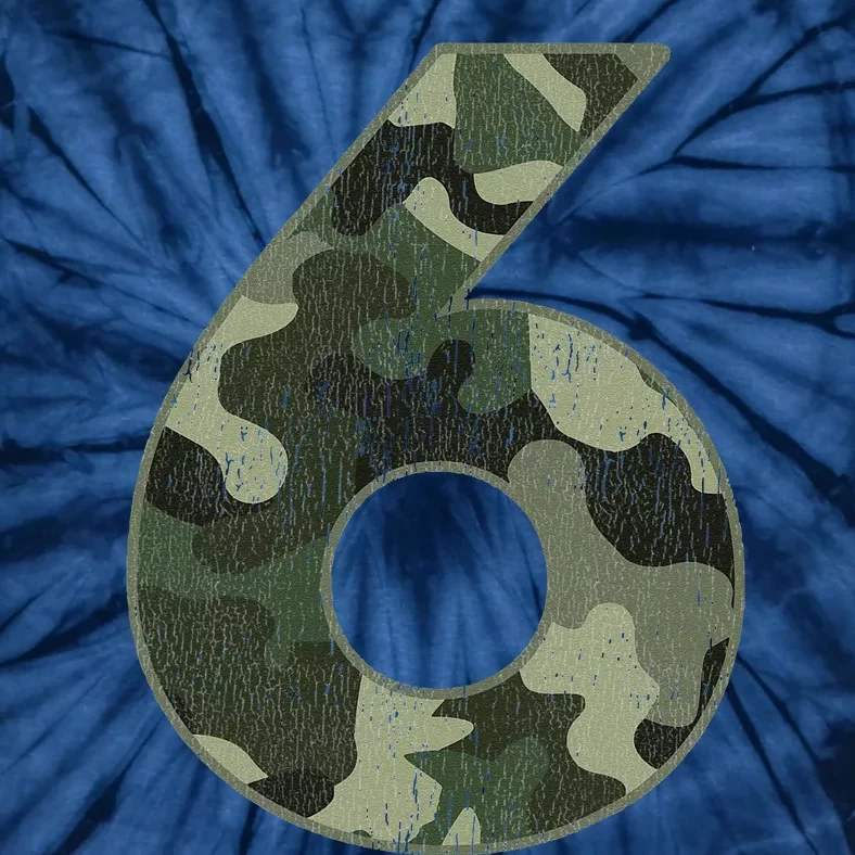 6th Birthday Army Birthday Party 6 Years Old Camo Number 6 Tie-Dye T-Shirt