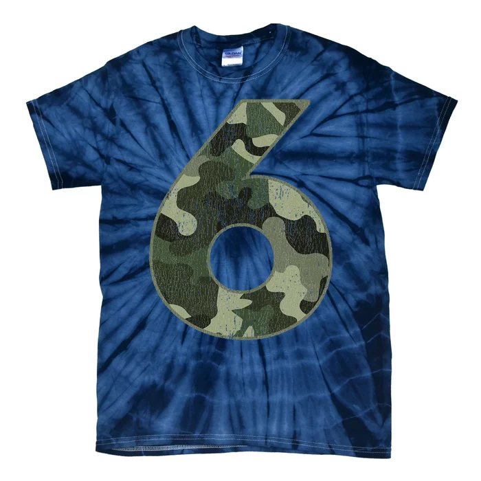 6th Birthday Army Birthday Party 6 Years Old Camo Number 6 Tie-Dye T-Shirt