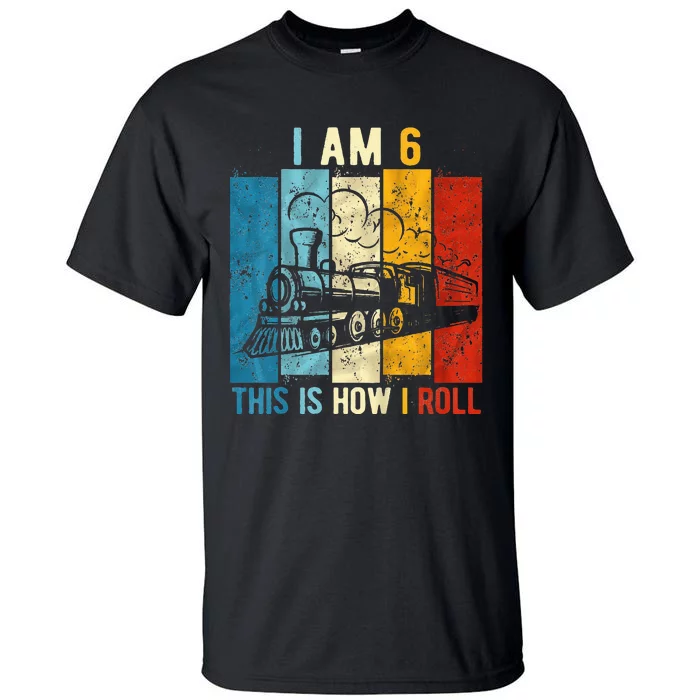 6th Birthday Boy Train 6 Year Old Birthday Tall T-Shirt