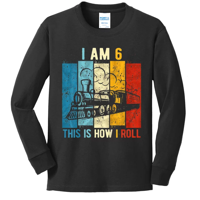 6th Birthday Boy Train 6 Year Old Birthday Kids Long Sleeve Shirt