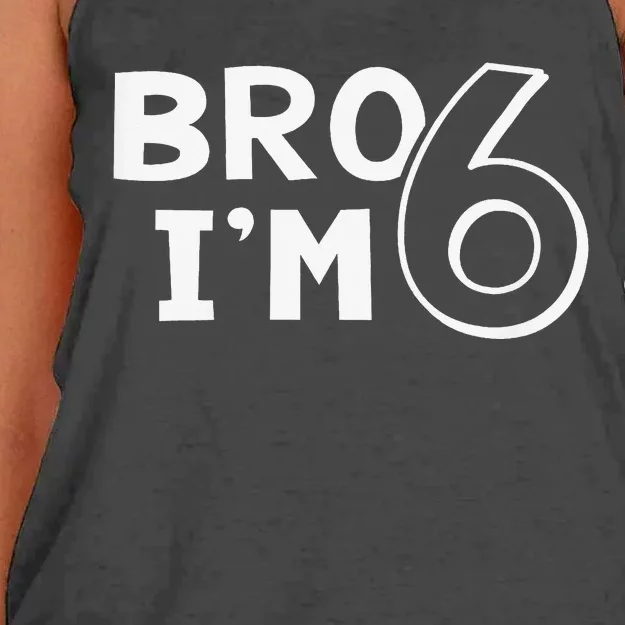 6th Birthday Bro I’m 6 Year Old Six Sixth Party Women's Knotted Racerback Tank