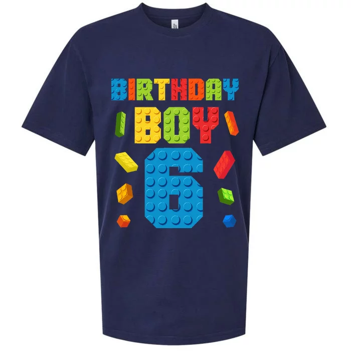 6th Birthday Building Bricks Master Builder Age 6 Sueded Cloud Jersey T-Shirt