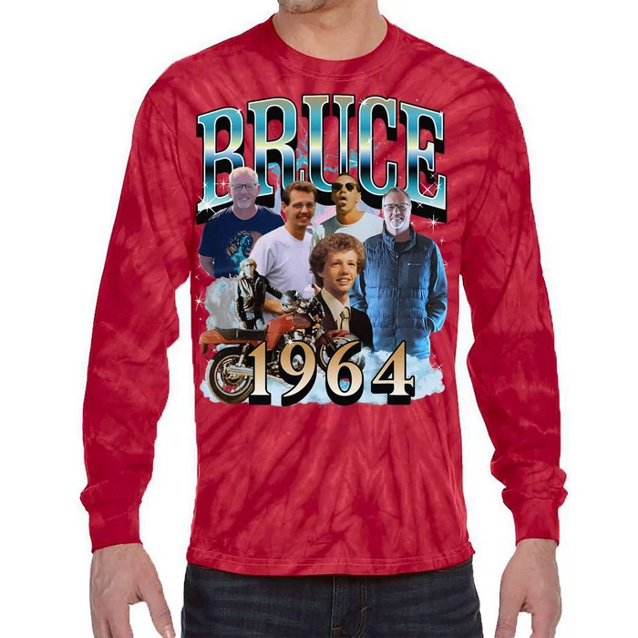 60th Birthday Bruce Vintage Winter Style Tie-Dye Long Sleeve Shirt