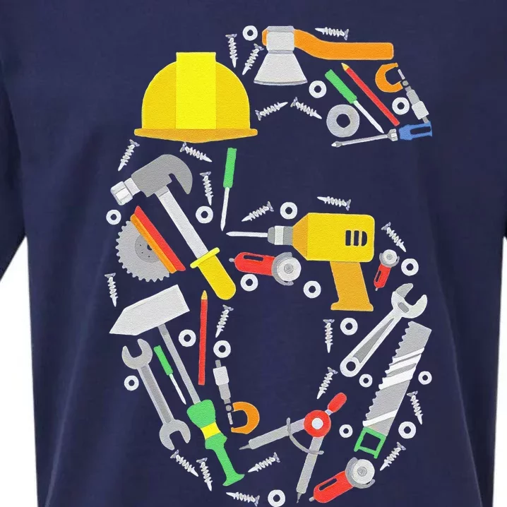 6th Birthday Builder Workman Handyman Tools Sueded Cloud Jersey T-Shirt