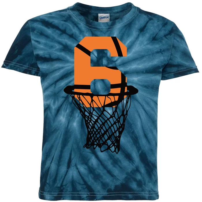 6th Birthday Basketball, Six Birthday, Basketball , Basketball Player Kids Tie-Dye T-Shirt