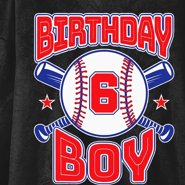 6th Birthday Baseball Big Number Six 6 Year Old Boy Girl Hooded Wearable Blanket