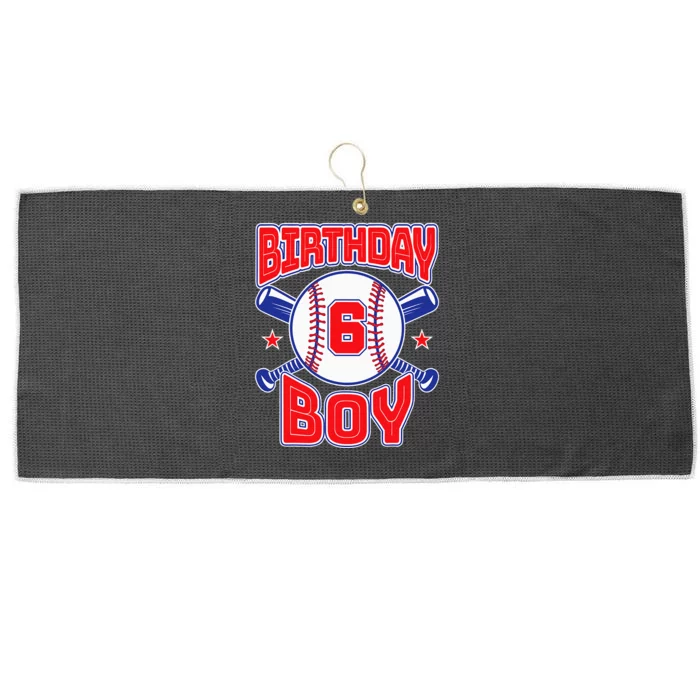 6th Birthday Baseball Big Number Six 6 Year Old Boy Girl Large Microfiber Waffle Golf Towel