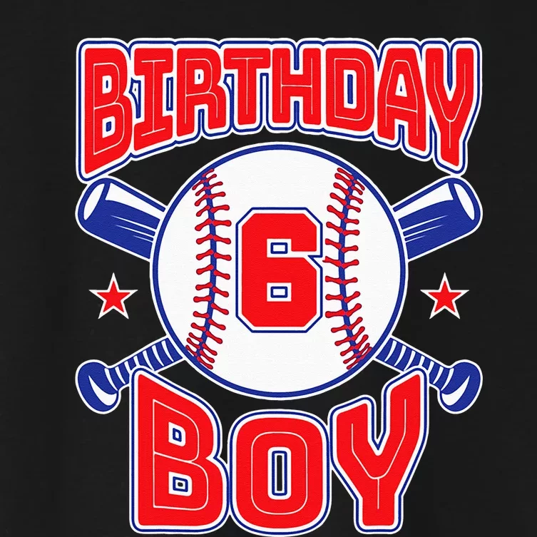 6th Birthday Baseball Big Number Six 6 Year Old Boy Girl Women's Crop Top Tee