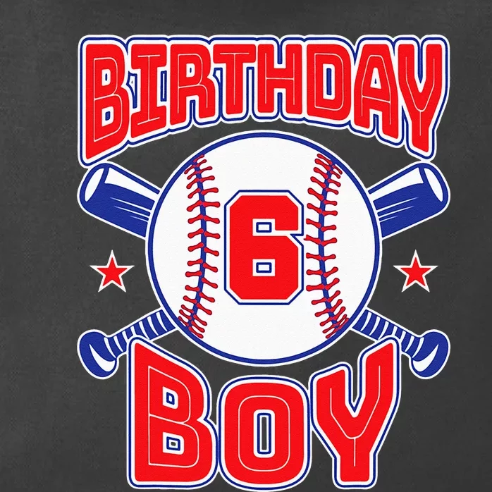 6th Birthday Baseball Big Number Six 6 Year Old Boy Girl Zip Tote Bag