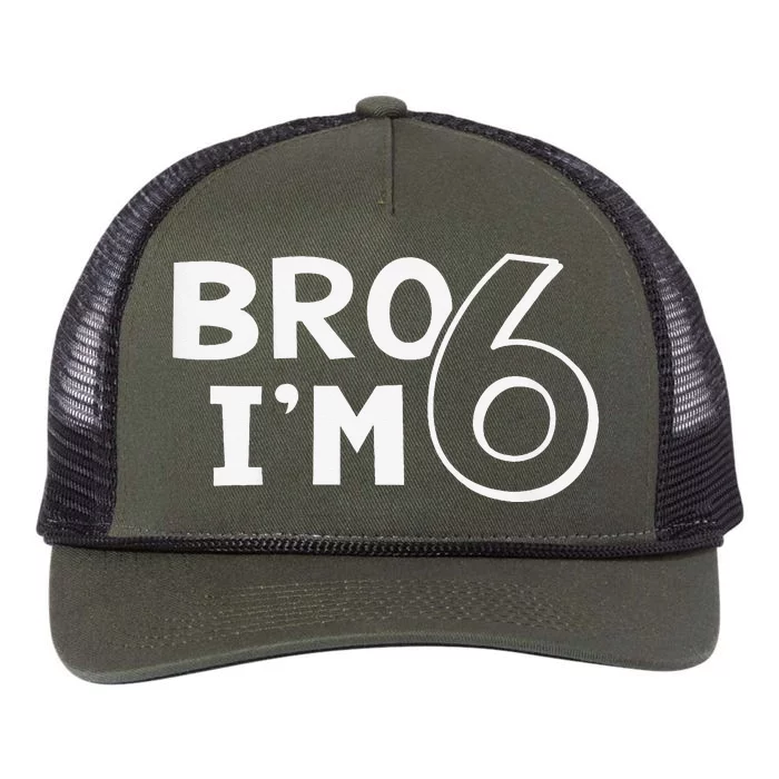 6th Birthday Bro I’m 6 Year Old Eight Party Retro Rope Trucker Hat Cap