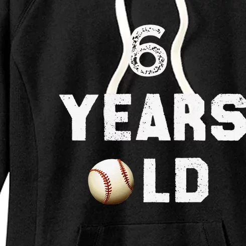 6th Birthday Baseball Big Number Six 6 Year Old Cute Funny Women's Fleece Hoodie