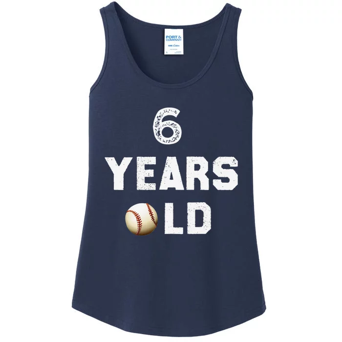 6th Birthday Baseball Big Number Six 6 Year Old Cute Funny Ladies Essential Tank