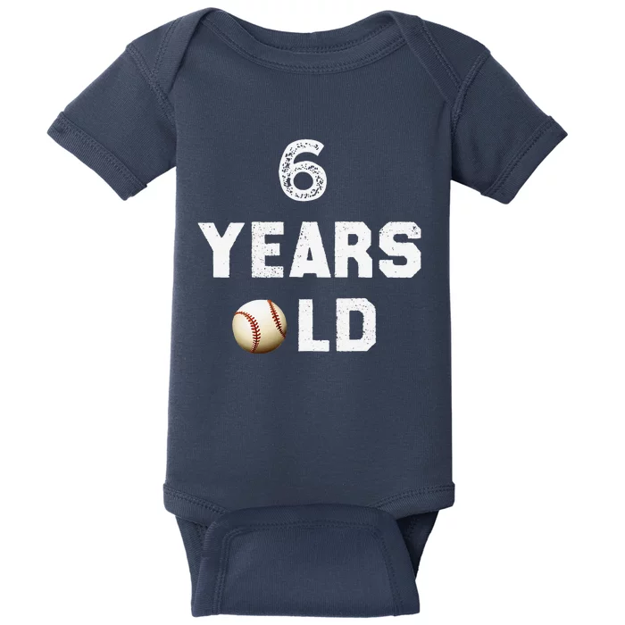 6th Birthday Baseball Big Number Six 6 Year Old Cute Funny Baby Bodysuit