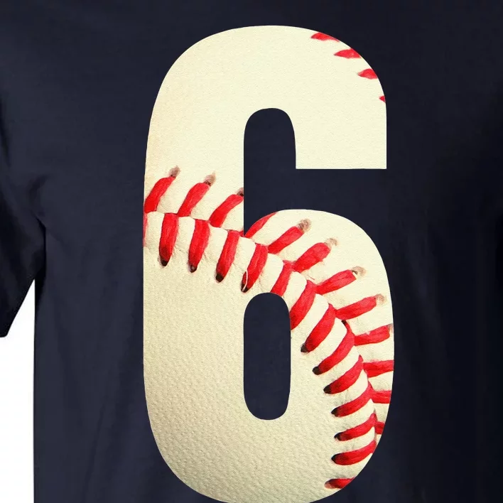 6th Birthday Baseball Big Number Six 6 Year Old Cute Gift Tall T-Shirt