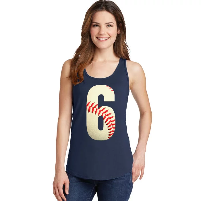 6th Birthday Baseball Big Number Six 6 Year Old Cute Gift Ladies Essential Tank