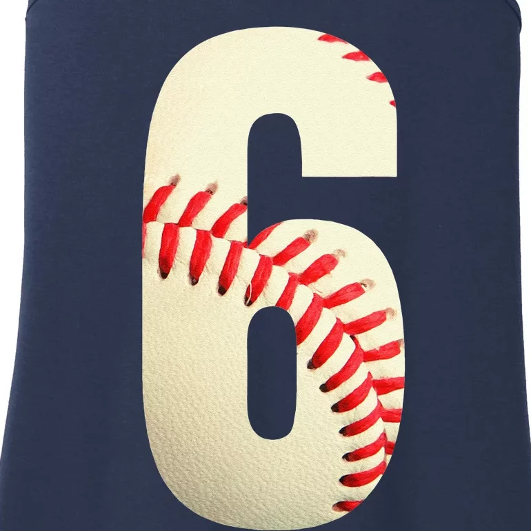 6th Birthday Baseball Big Number Six 6 Year Old Cute Gift Ladies Essential Tank