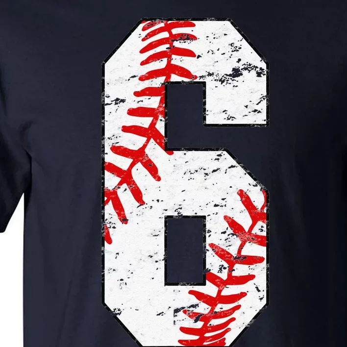 6th Birthday Baseball Big Number Six 6 Year Old Cute Tall T-Shirt