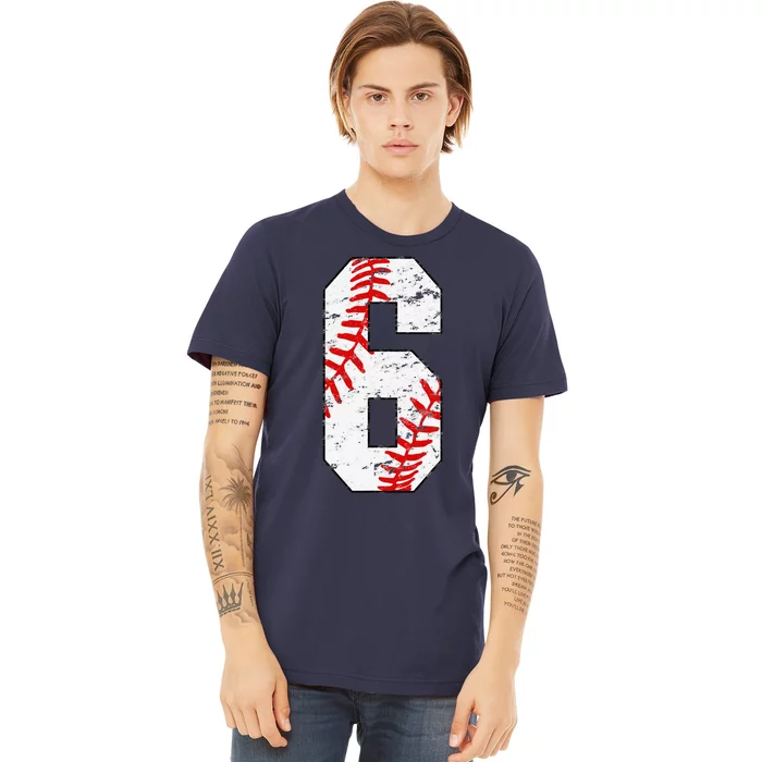 6th Birthday Baseball Big Number Six 6 Year Old Cute Premium T-Shirt