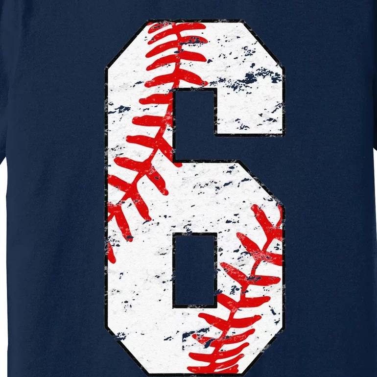 6th Birthday Baseball Big Number Six 6 Year Old Cute Premium T-Shirt