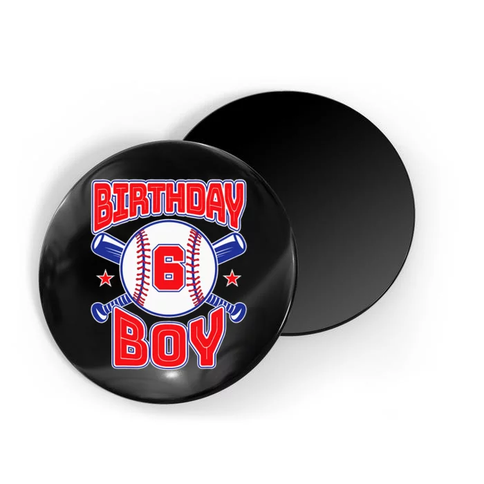 6th Birthday Baseball Big Number Six 6 Year Old Boy Girl Magnet