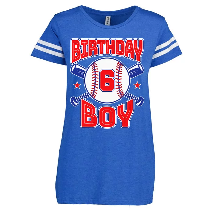 6th Birthday Baseball Big Number Six 6 Year Old Boy Girl Enza Ladies Jersey Football T-Shirt