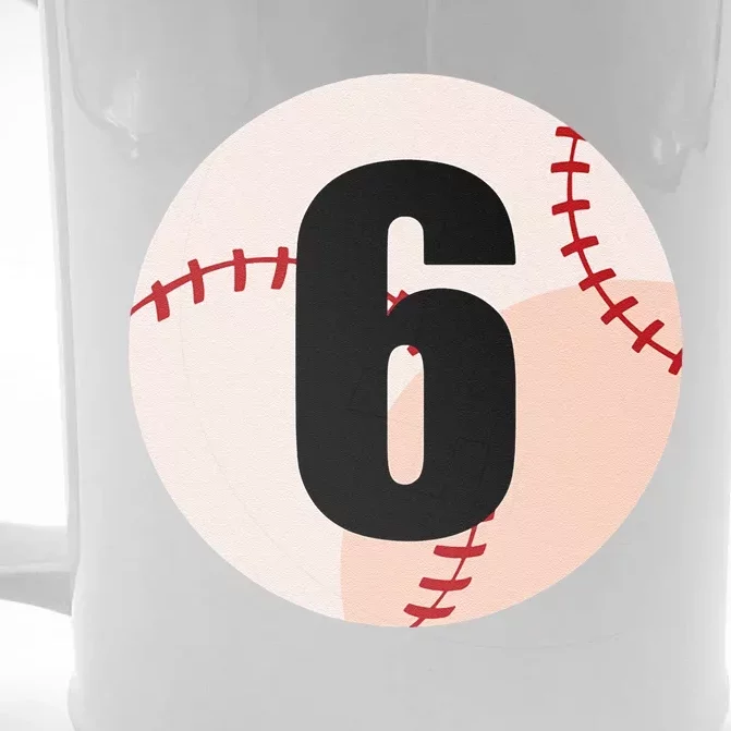 6th Birthday Baseball Big Number Six 6 Year Old Front & Back Beer Stein