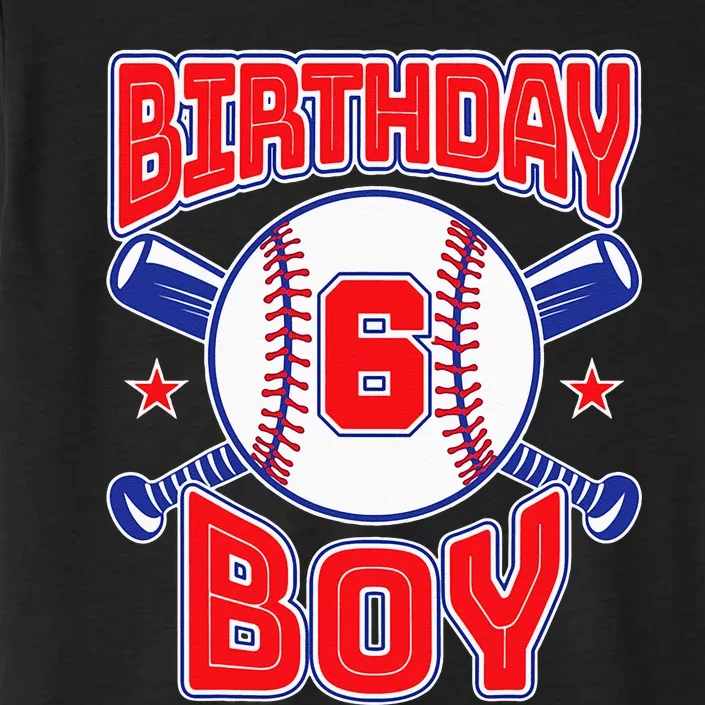 6th Birthday Baseball Big Number Six 6 Year Old Boy Girl ChromaSoft Performance T-Shirt