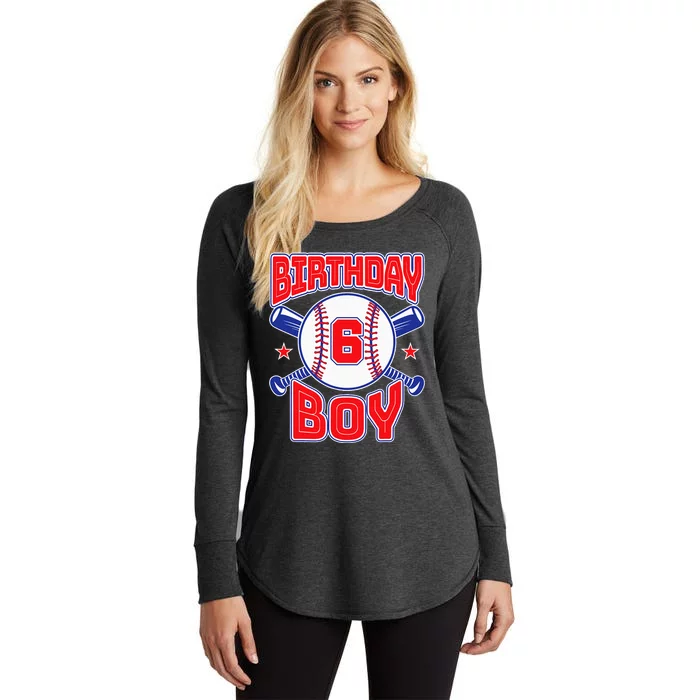 6th Birthday Baseball Big Number Six 6 Year Old Boy Girl Women's Perfect Tri Tunic Long Sleeve Shirt