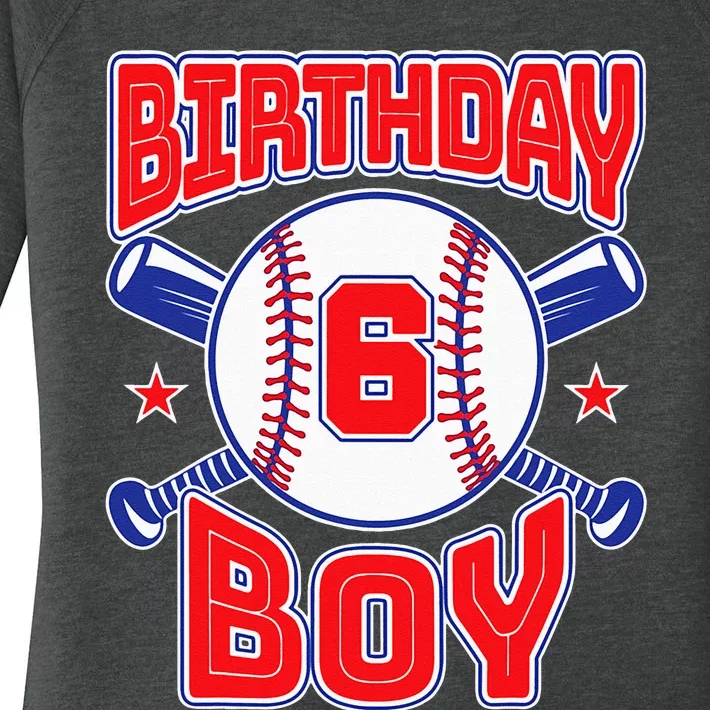 6th Birthday Baseball Big Number Six 6 Year Old Boy Girl Women's Perfect Tri Tunic Long Sleeve Shirt