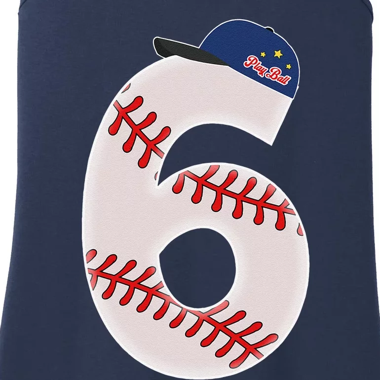 6th Birthday Baseball Big Number 6 Year Old Ladies Essential Tank