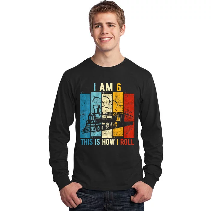 6th Birthday Boy Train 6 Year Old Birthday Tall Long Sleeve T-Shirt