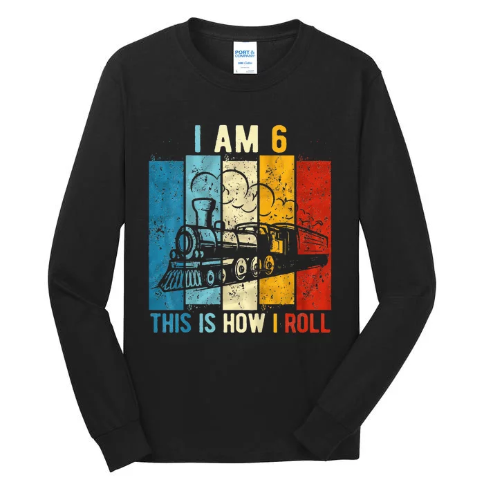 6th Birthday Boy Train 6 Year Old Birthday Tall Long Sleeve T-Shirt