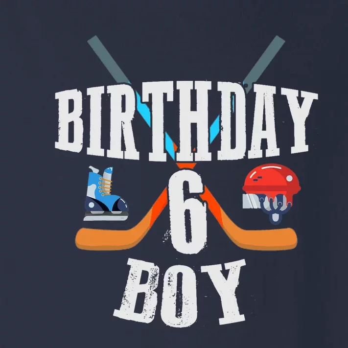 6th Birthday Boy Ice Hockey 6 Years Old Birthday Squad Party Toddler Long Sleeve Shirt