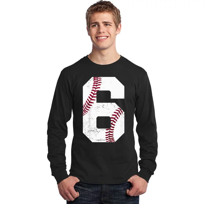 6th Birthday Baseball Six 6 Years Old Tall Long Sleeve T-Shirt